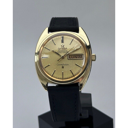 35mm • 1968 Omega Constellation 18k Gold-Cap Linen Dial Day-Date ref.168.019